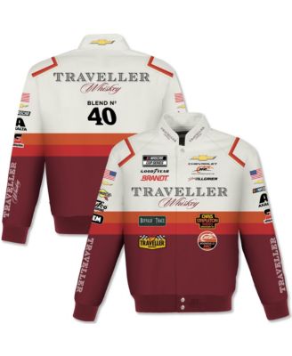 Мужская гоночная куртка JH Design Red/White Justin Allgaier Traveller Whiskey Full-Snap Twill
