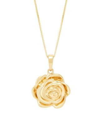 Macy's Flower Pendant Necklace in 10k Yellow Gold