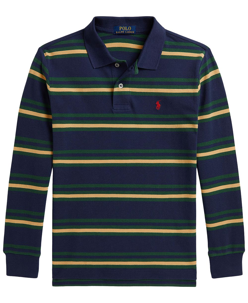 Детская футболка Polo Ralph Lauren для мальчиков (8-20) из хлопка с сетчатой вставкой и полосатым узором, поло