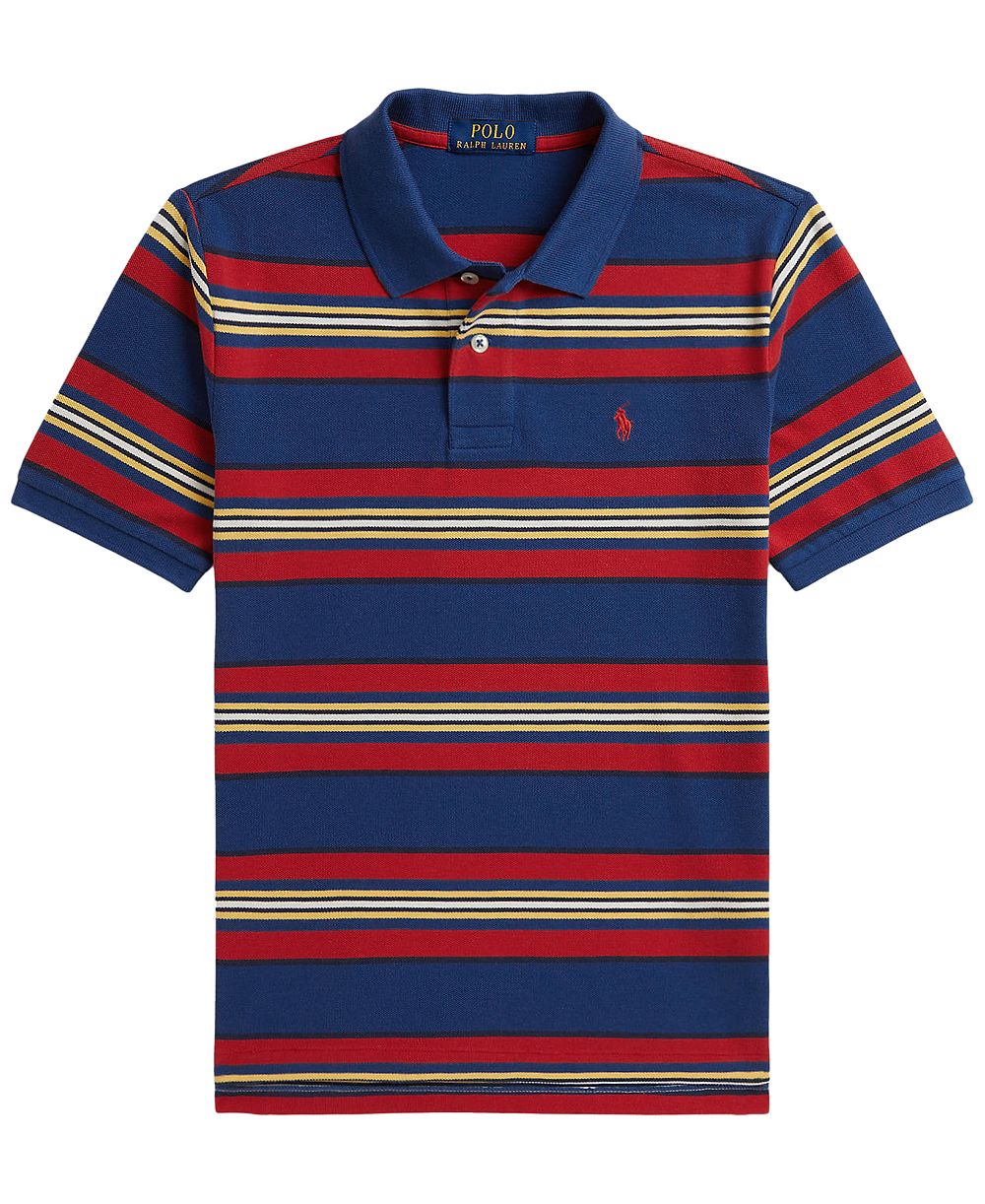 Детская поло-рубашка Polo Ralph Lauren из хлопковой сетки в полоску для мальчиков, размеры 8-20