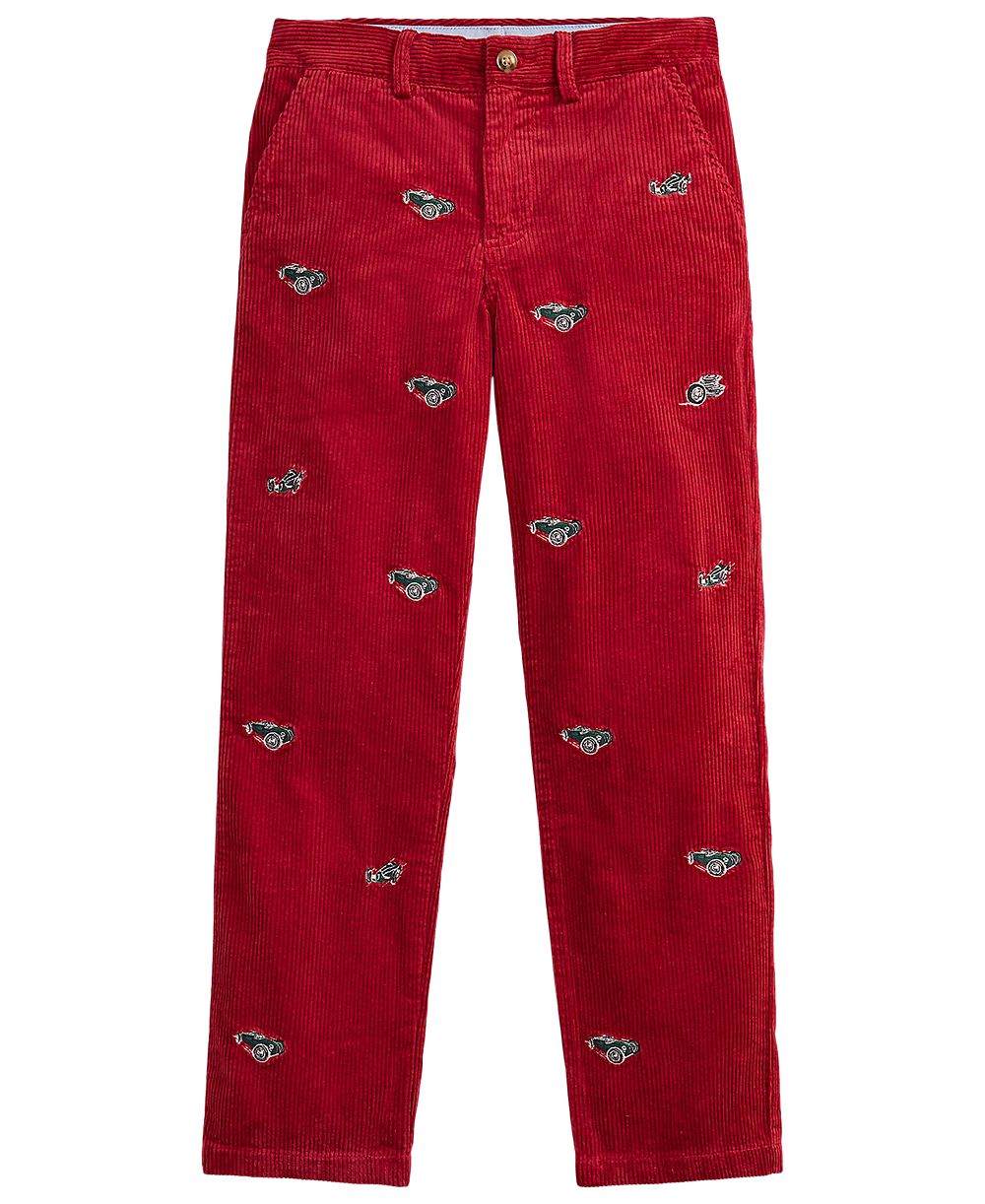 Детские прямые брюки Polo Ralph Lauren Boys' 8-20 из вельвета Bedford с вышивкой