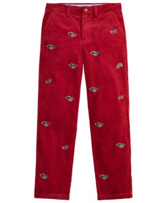 Детские прямые брюки Polo Ralph Lauren Boys' 8-20 из вельвета Bedford с вышивкой
