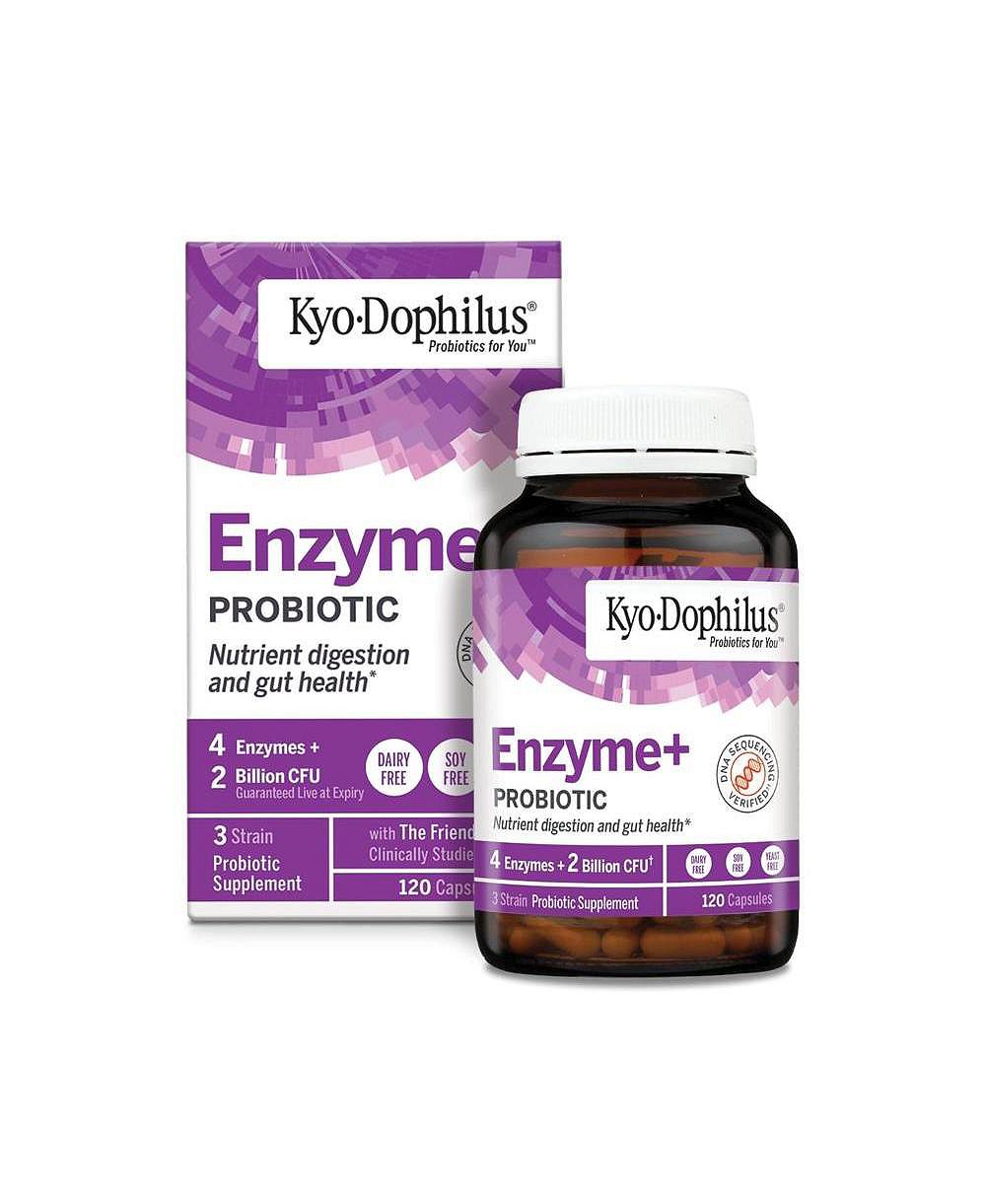 Kyo-Dophilus Enzymes+ Probiotic, для пищеварения и здоровья кишечника, 120 капсул
