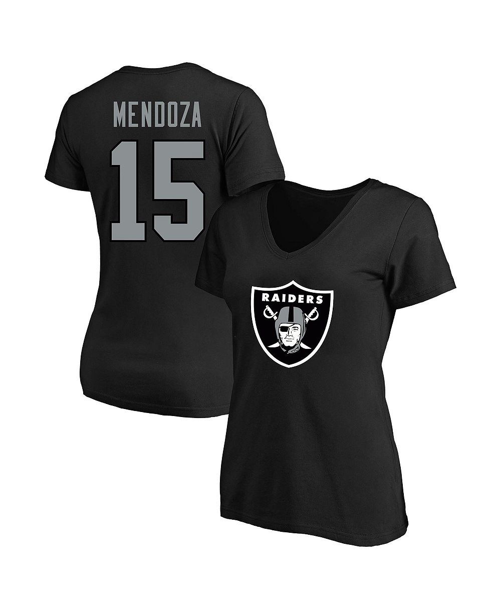 Женская футболка Fanatics Las Vegas Raiders Fernando Mendoza Plus Size V-Neck черная