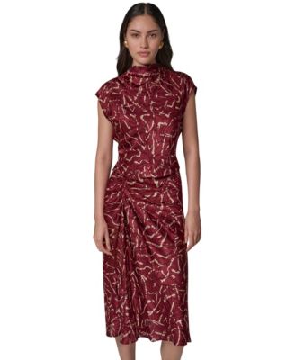Donna Karan New York Women's Cowl Neck Burnout Midi Dress