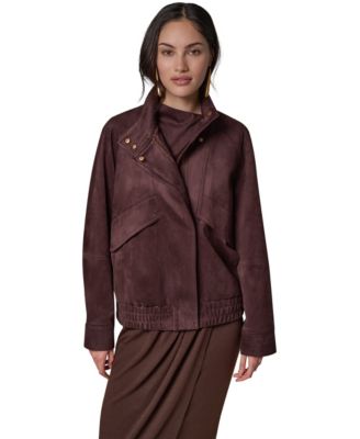 Donna Karan New York женская приталенная куртка из искусственной замши на молнии спереди