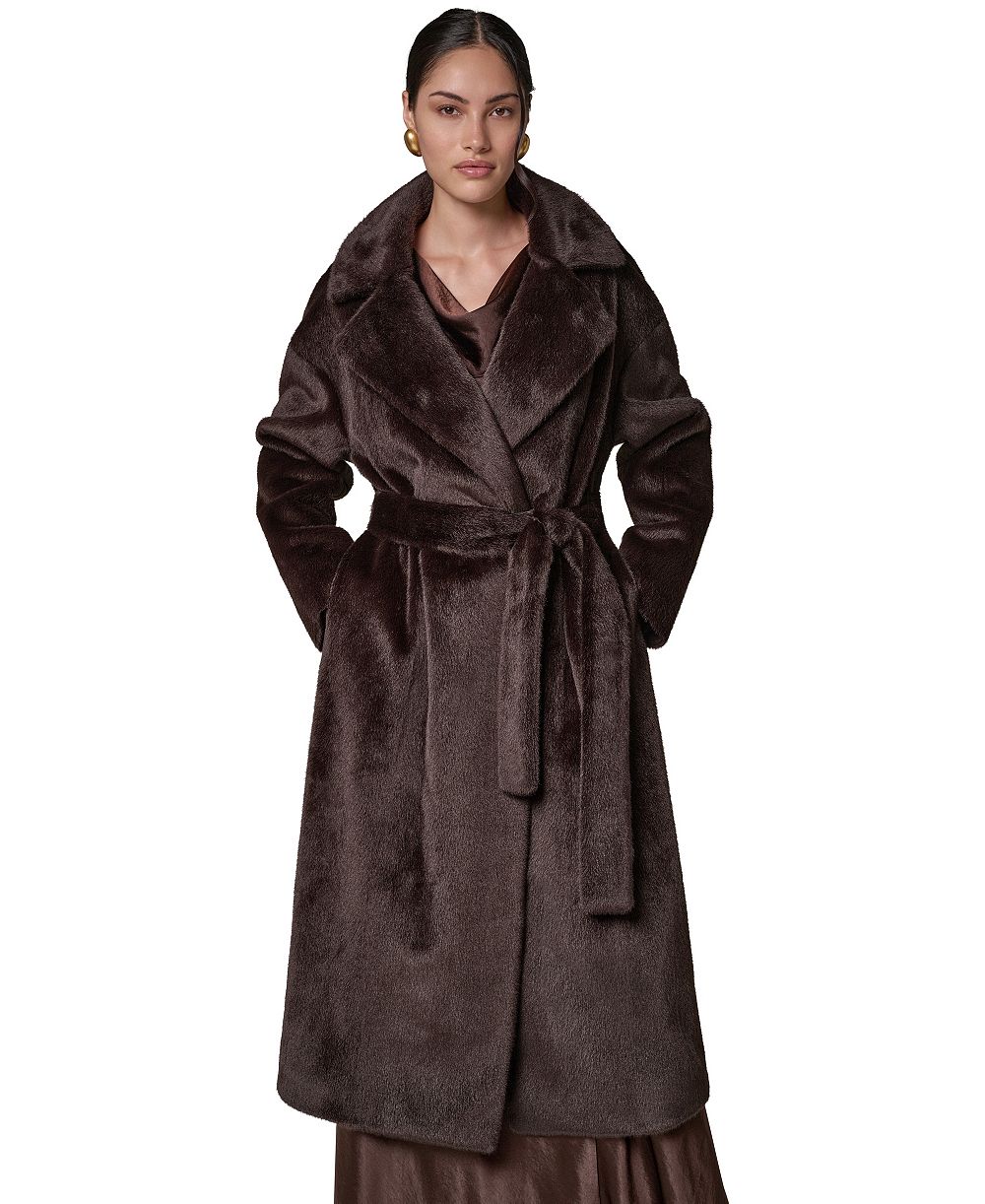 Женское пальто Donna Karan New York с ремнем из искусственного меха