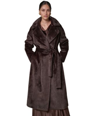 Donna Karan New York Women's Faux Fur Belted Coat