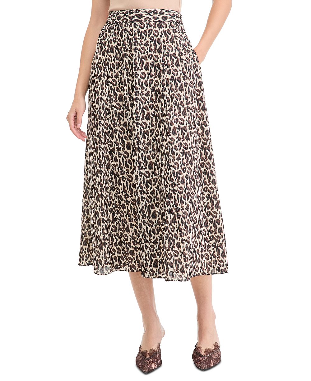 Derek Lam 10 Crosby Women's Evera Leopard-Print Midi A-Line Skirt
