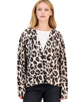 Derek Lam 10 Crosby Women's Lailah Oversized Leopard-Print Long-Sleeve Cardigan