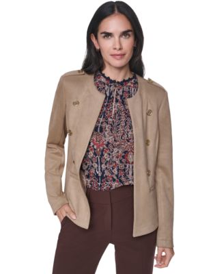 Tommy Hilfiger женская куртка-бомбер без воротника из замши