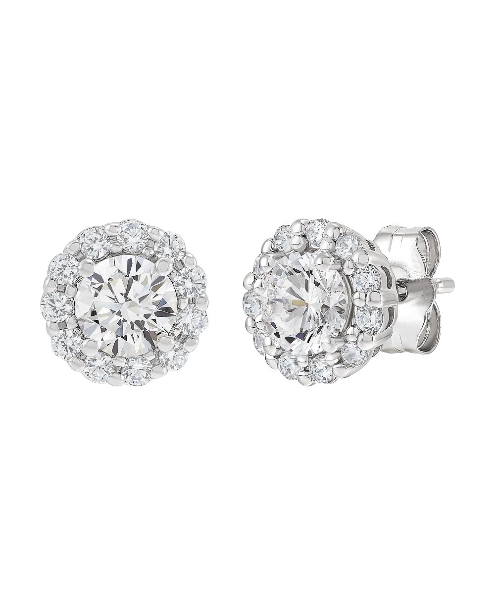 Серьги-гвоздики IGI Certified Lab-Grown Diamond Halo Stud Earrings (2 ct. t.w.) in 14k White or Yellow Gold