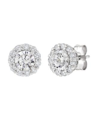 IGI Certified Lab-Grown Diamond Halo Stud Earrings (2 ct. t.w.) in 14k White or Yellow Gold