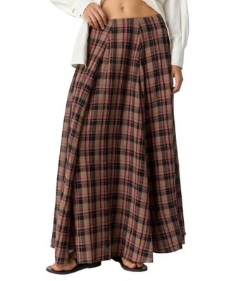 Free People Женская макси-юбка в клетку плиссе Ives