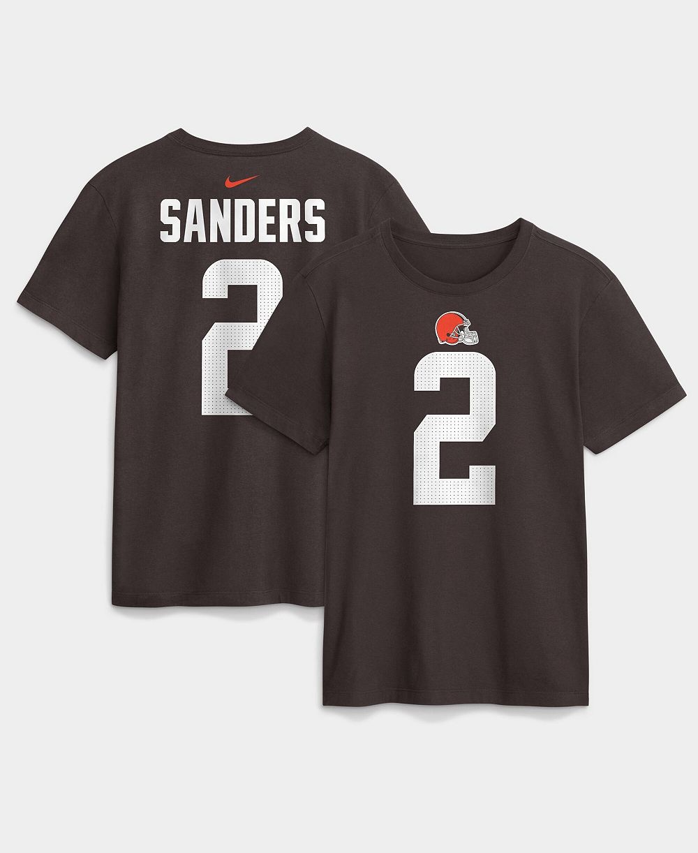 Nike Мужская коричневая футболка Cleveland Browns Shedeur Sanders Name Number