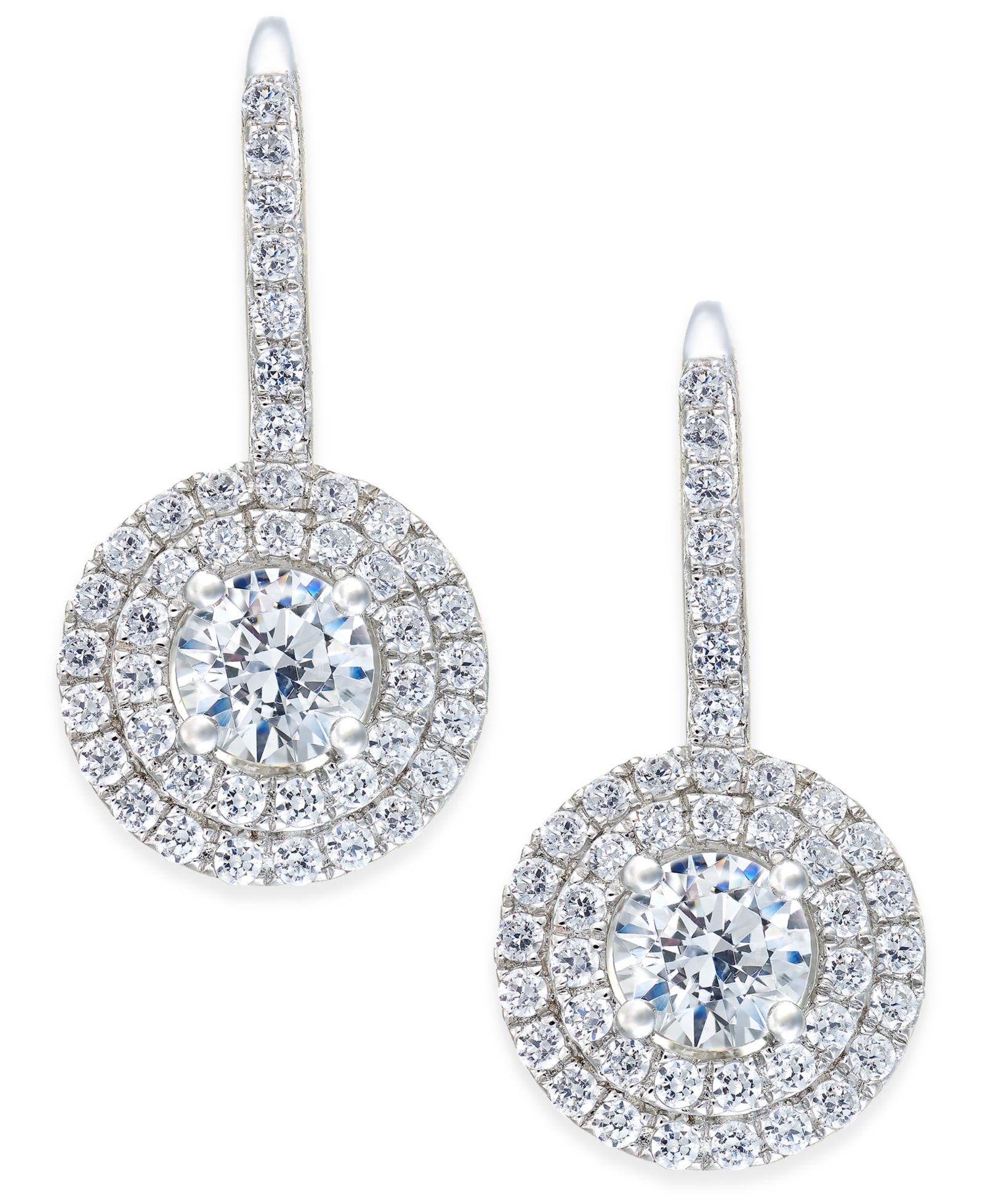 Серьги Arabella Cubic Zirconia Circle Cluster Drop Sterling Silver