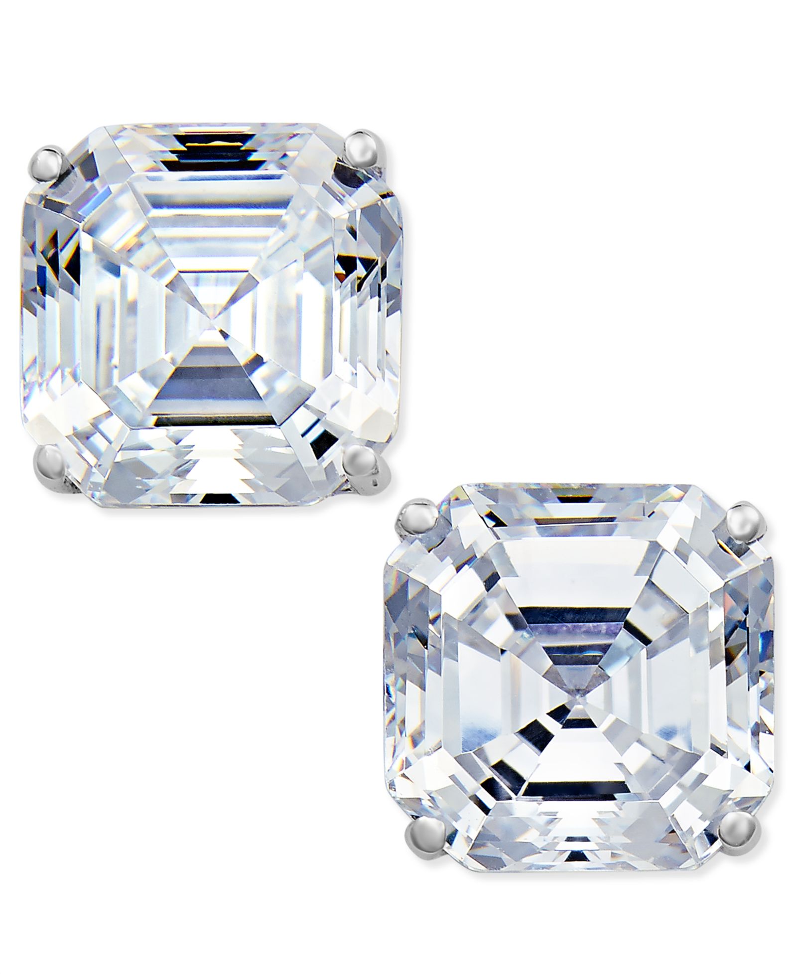 Arabella Cubic Zirconia Asscher Stud Earrings in 14k White Gold, Created for Macy's