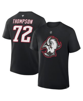 Мужская футболка Fanatics Tage Thompson Black Buffalo Sabres Authentic Stack Name & Number