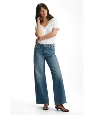 Mavi Jeans Women's Paloma Mid Rise Wide Leg In Mid Rise Mid Brushed Gold Premium