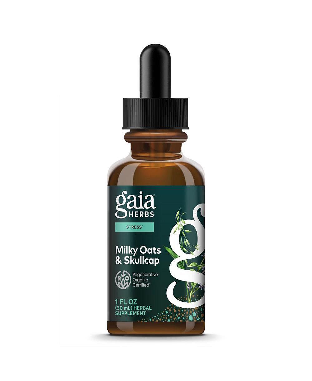 Gaia Herbs Milky Oats and Skullcap, 1 fl oz, Regenerative Certified