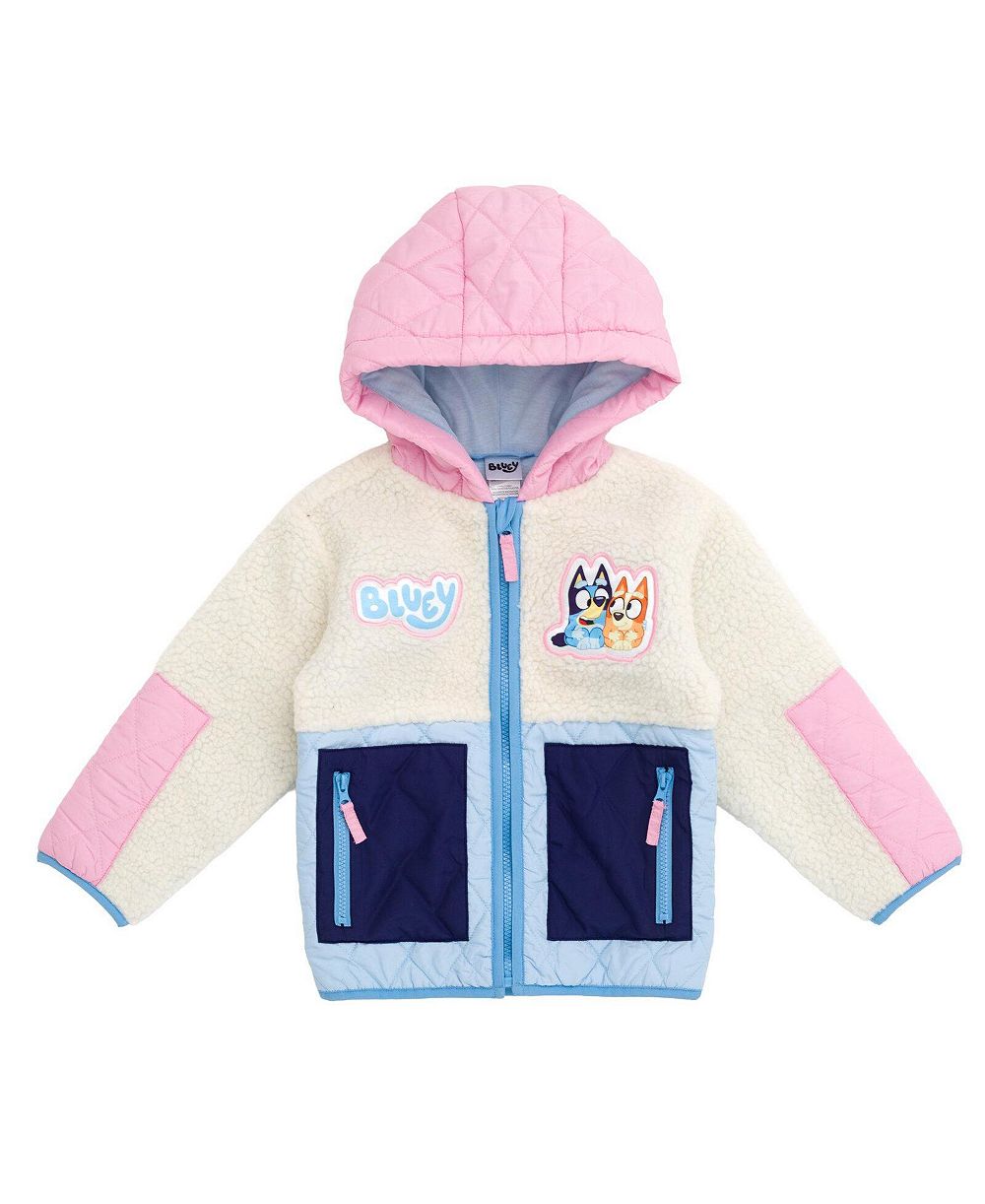 Bluey Детская флисовая куртка с капюшоном для девочек (2T-4T)