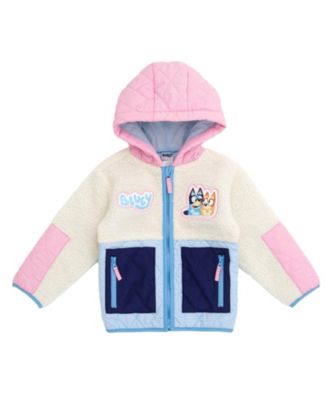 Bluey Детская флисовая куртка с капюшоном для девочек (2T-4T)