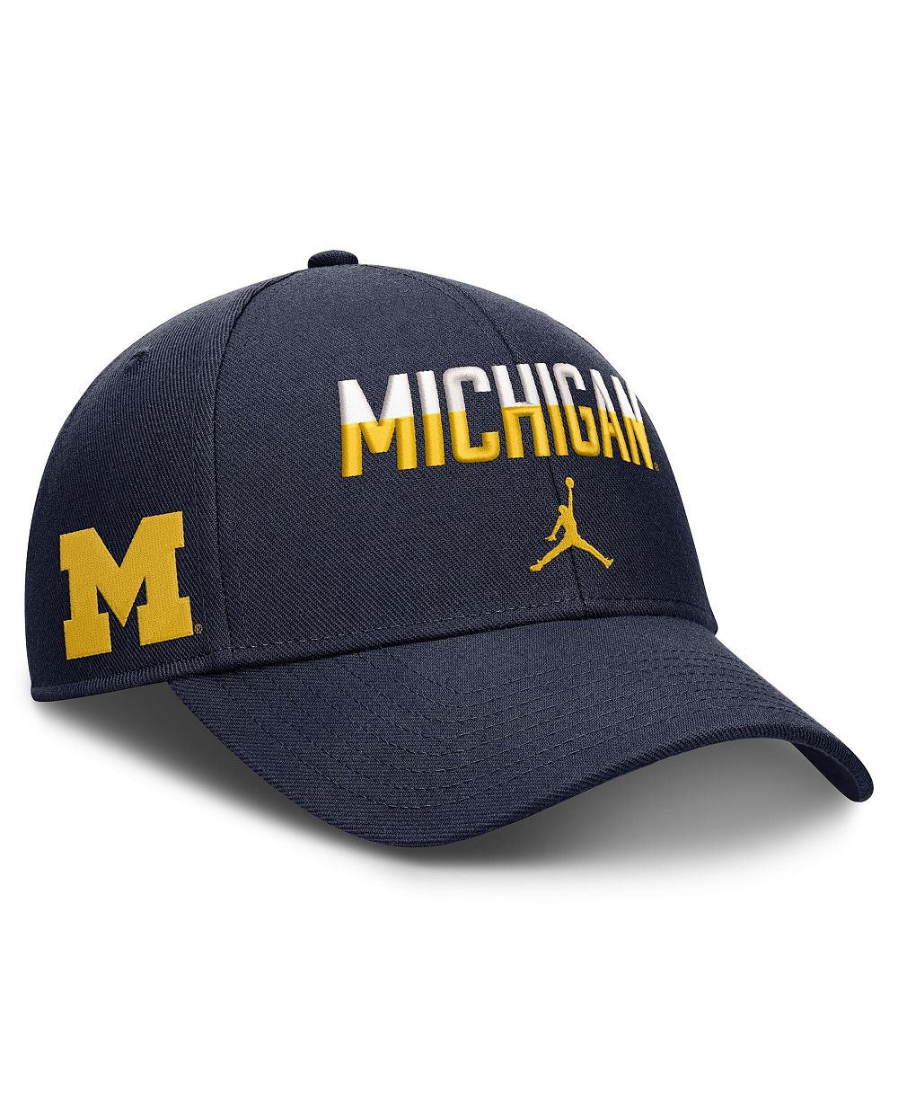 Мужская и женская кепка Jordan Navy Michigan Wolverines 2026 On-Field Gameday Rise Adjustable