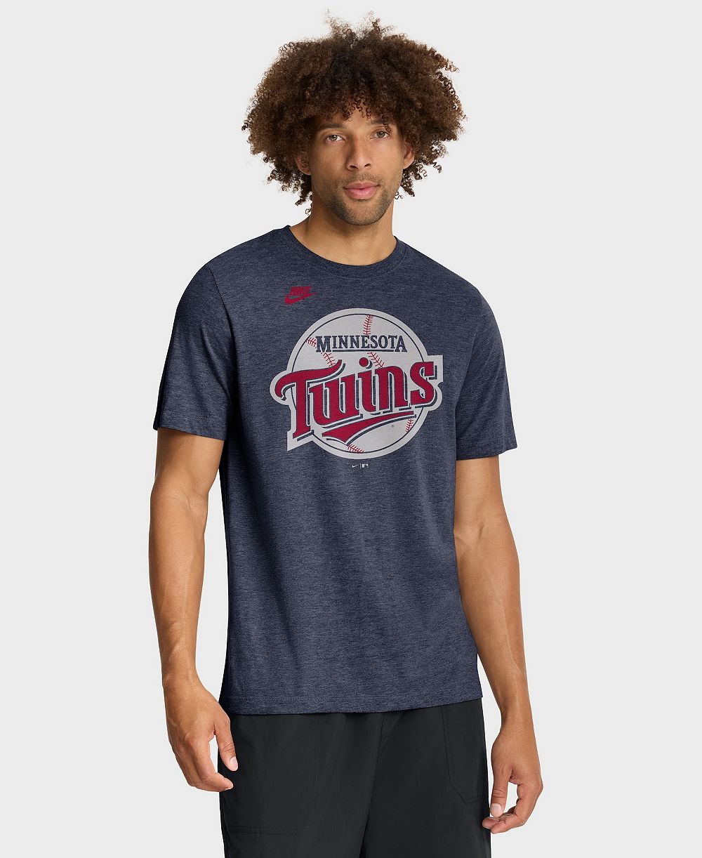 Футболка Nike Men's Heather Navy Minnesota Twins Cooperstown Logo Tri-Blend