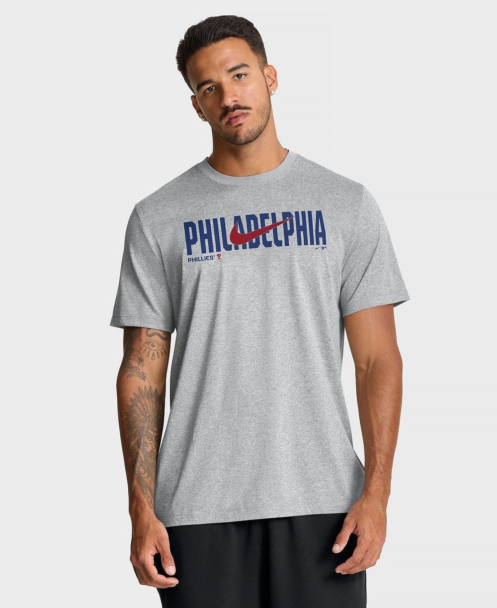 Мужская футболка Nike Heather Gray Philadelphia Phillies Swoosh Legend Dri-FIT