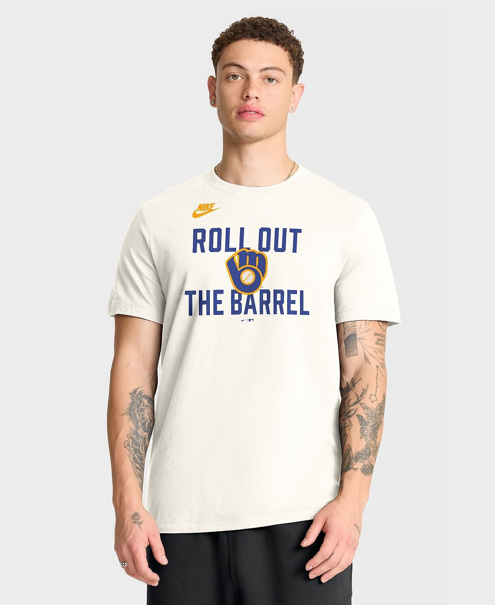 Мужская футболка Nike Cream Milwaukee Brewers Cooperstown Collection ‘70s Inspired