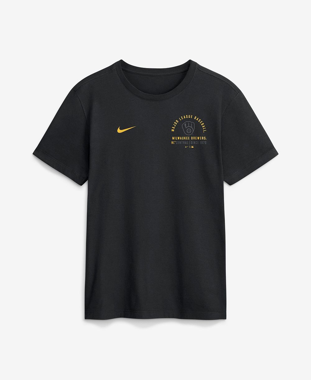 Мужская футболка Nike Black Milwaukee Brewers Split Logo