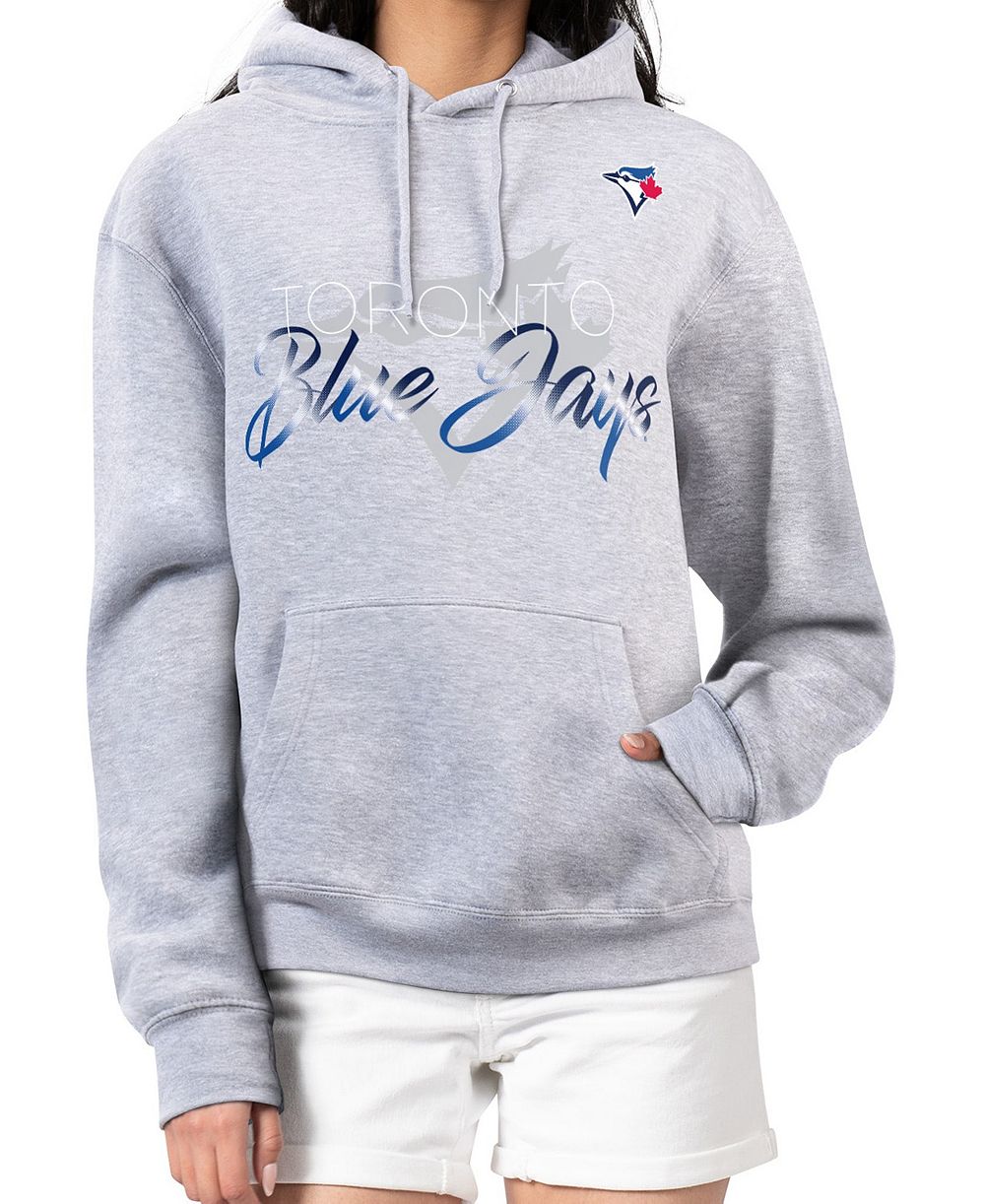 G-III 4Her by Carl Banks Women's Heather Gray Toronto Blue Jays Shadow Logo Graphic Pullover Hoodie