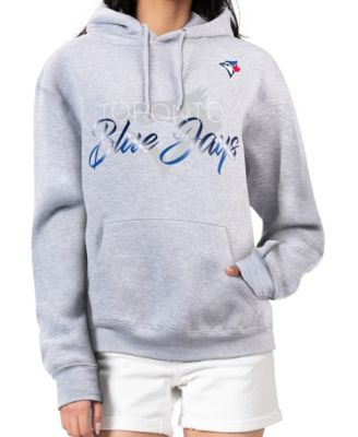 G-III 4Her by Carl Banks Women's Heather Gray Toronto Blue Jays Shadow Logo Graphic Pullover Hoodie