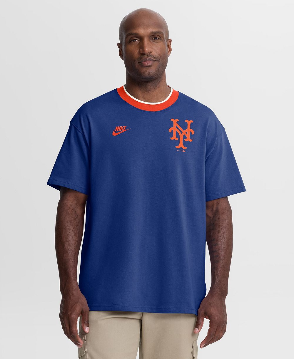 Мужская футболка Nike New York Mets Cooperstown Collection Ringer Royal