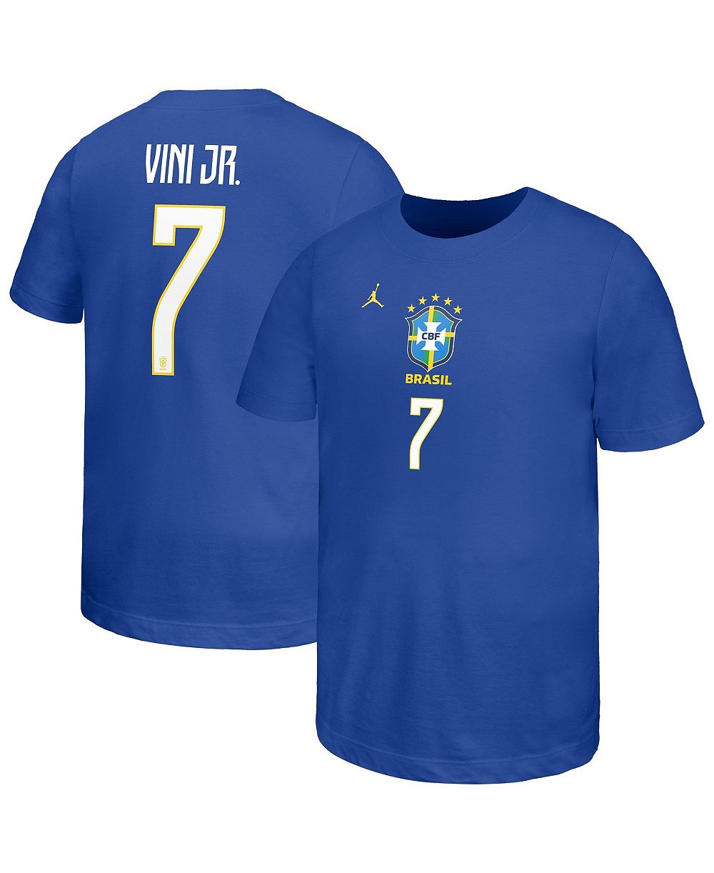 Jordan Big Boys and Girls Vini Jr. Royal Brazil National Team Name & Number T-Shirt