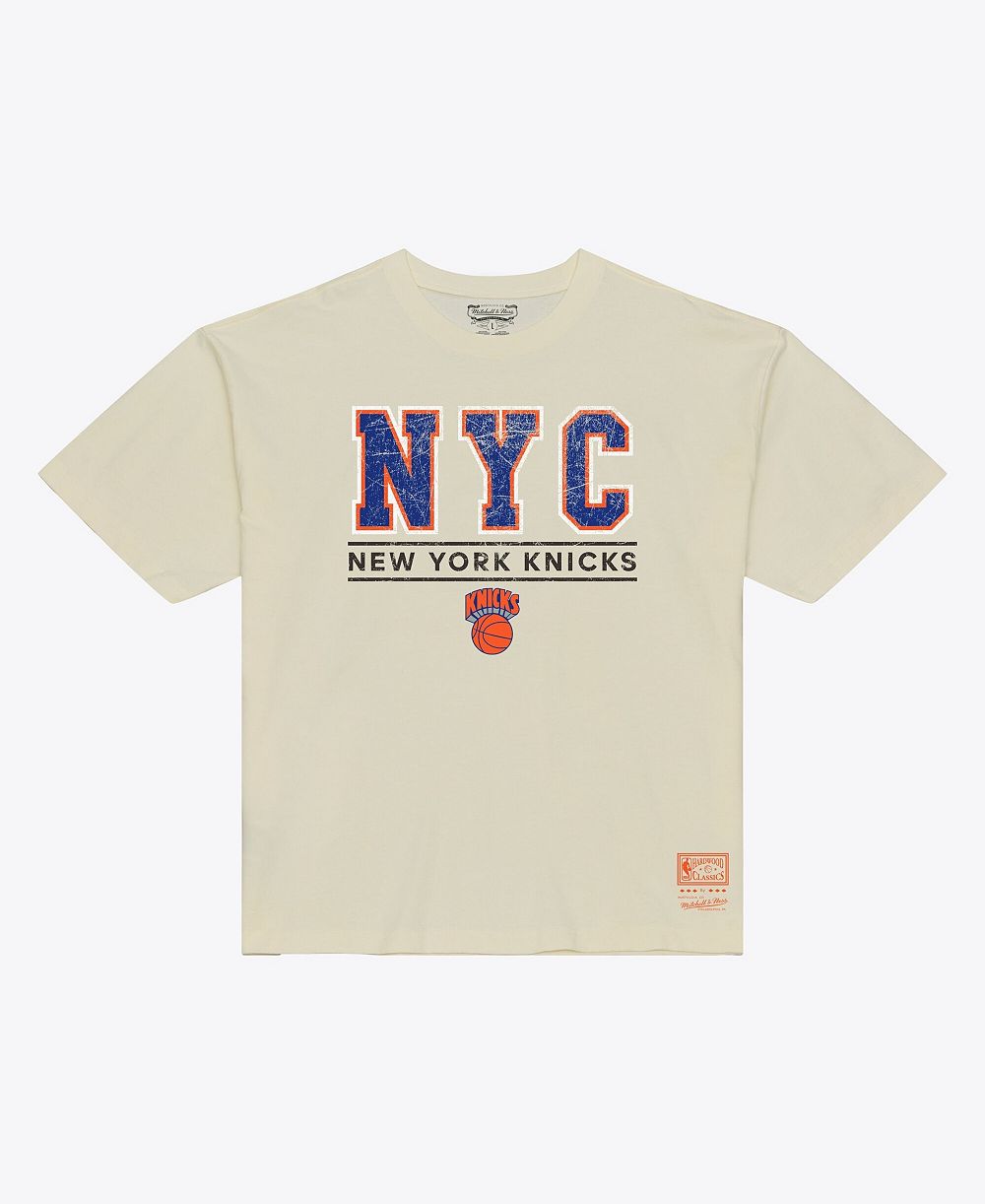 Mitchell & Ness Мужская кремовая футболка New York Knicks Abbreviation Arch