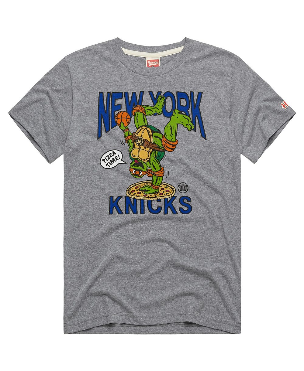 Мужская и женская толстовка Homage Gray New York Knicks x Teenage Mutant Ninja Turtles Michelangelo Tri-Blend