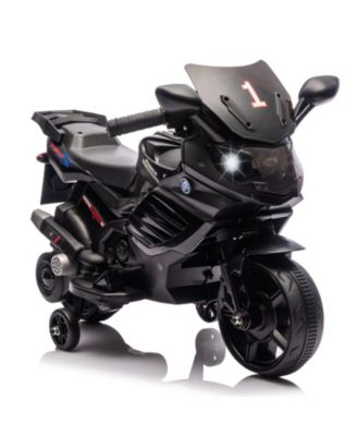 homfan 6V Battery Powered Ride-On Motorcycle Toy, 3-Wheel Stable Design, Training Wheels, Headlight, Horn and Music, Realistic Motorbike, Outdoor Play