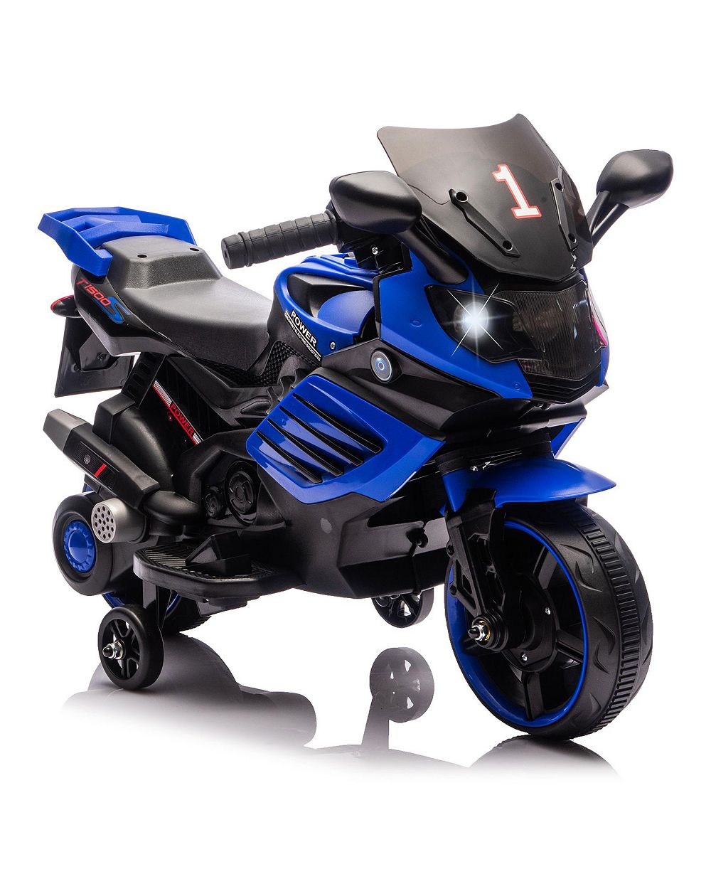 homfan 6V Battery Powered Ride-On Motorcycle Toy, 3-Wheel Stable Design, Training Wheels, Headlight, Horn and Music, Realistic Motorbike, Outdoor Play