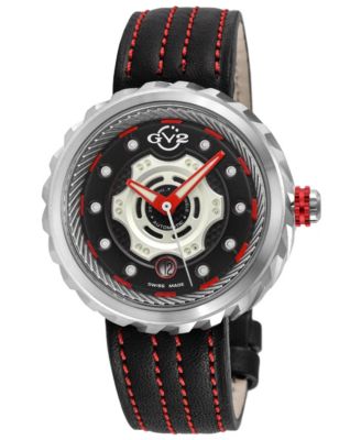 Мужские часы GV2 by Gevril Motorcycle Swiss Automatic с кожаным ремешком