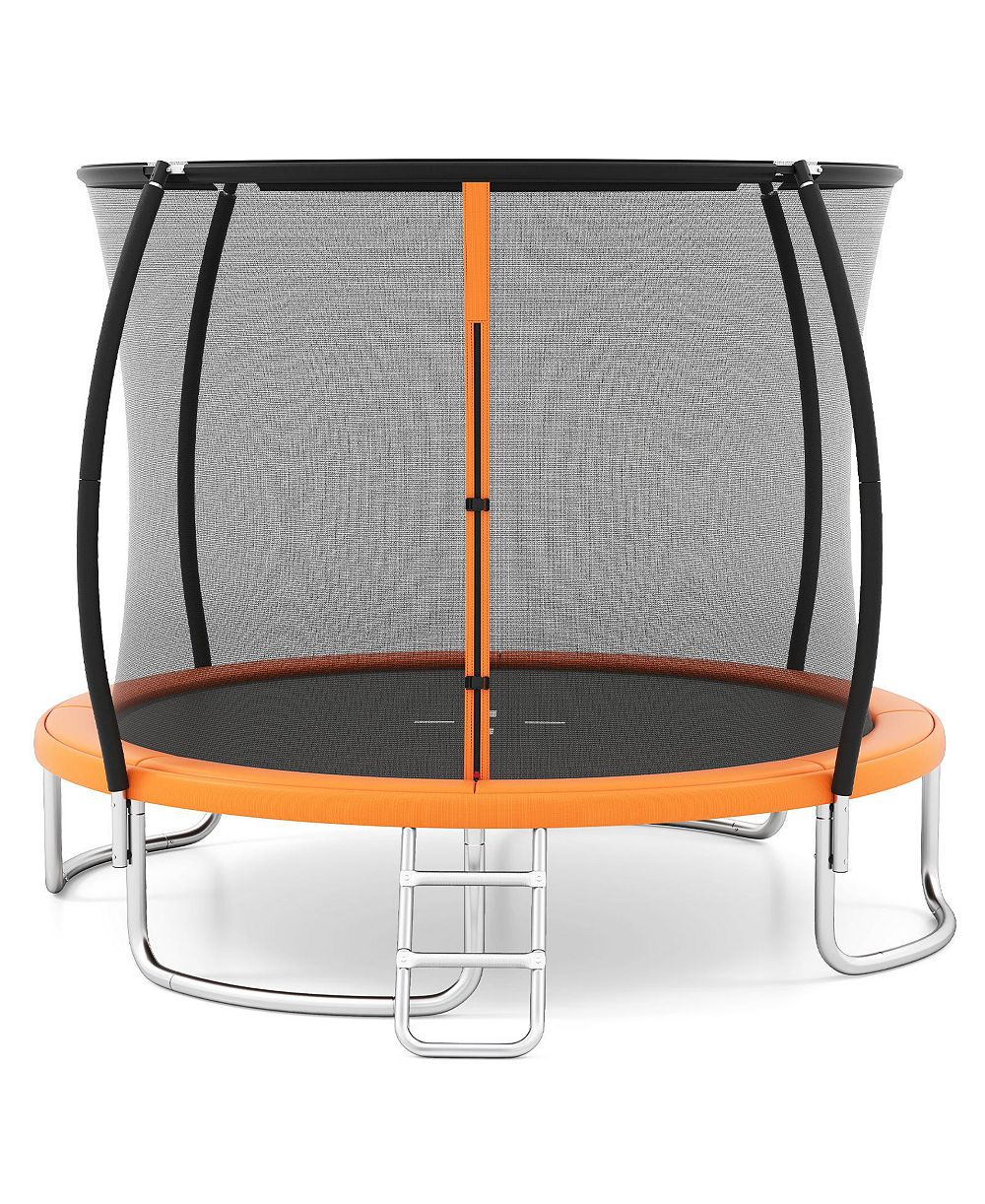 Gymax 10FT Outdoor Trampoline with Safety Enclosure Net Anti-Rust Galvanized Steel Frame