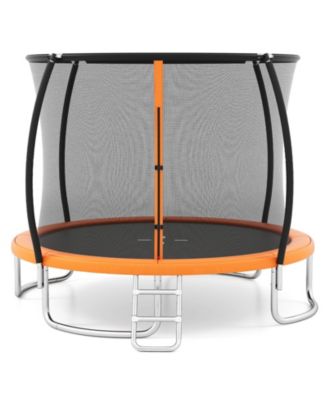 Gymax 10FT Outdoor Trampoline with Safety Enclosure Net Anti-Rust Galvanized Steel Frame