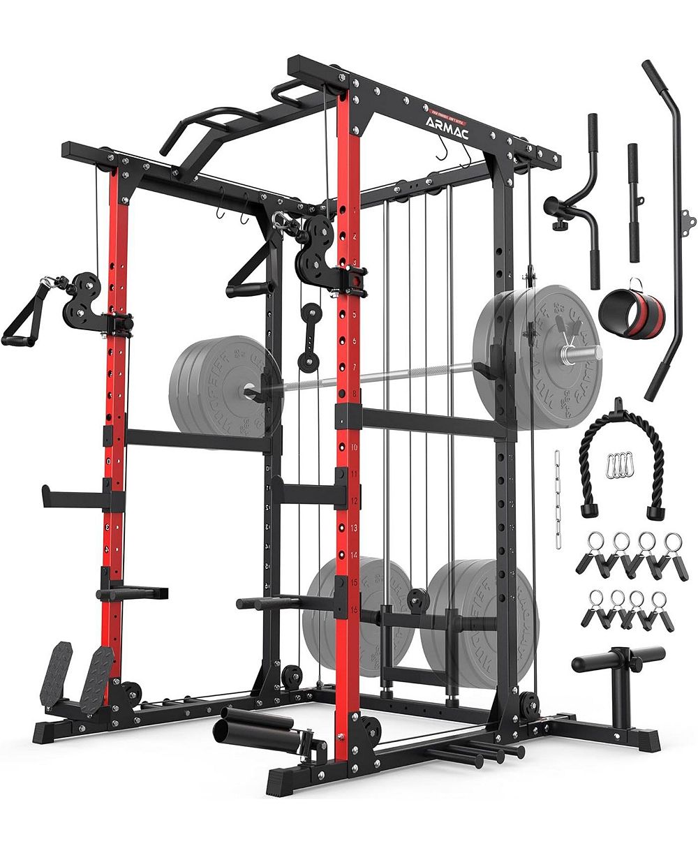 FED FITNESS Power Cage, 1500LBS Multi-Function Power Rack with Dual Cable Crossover System, Weight Cage