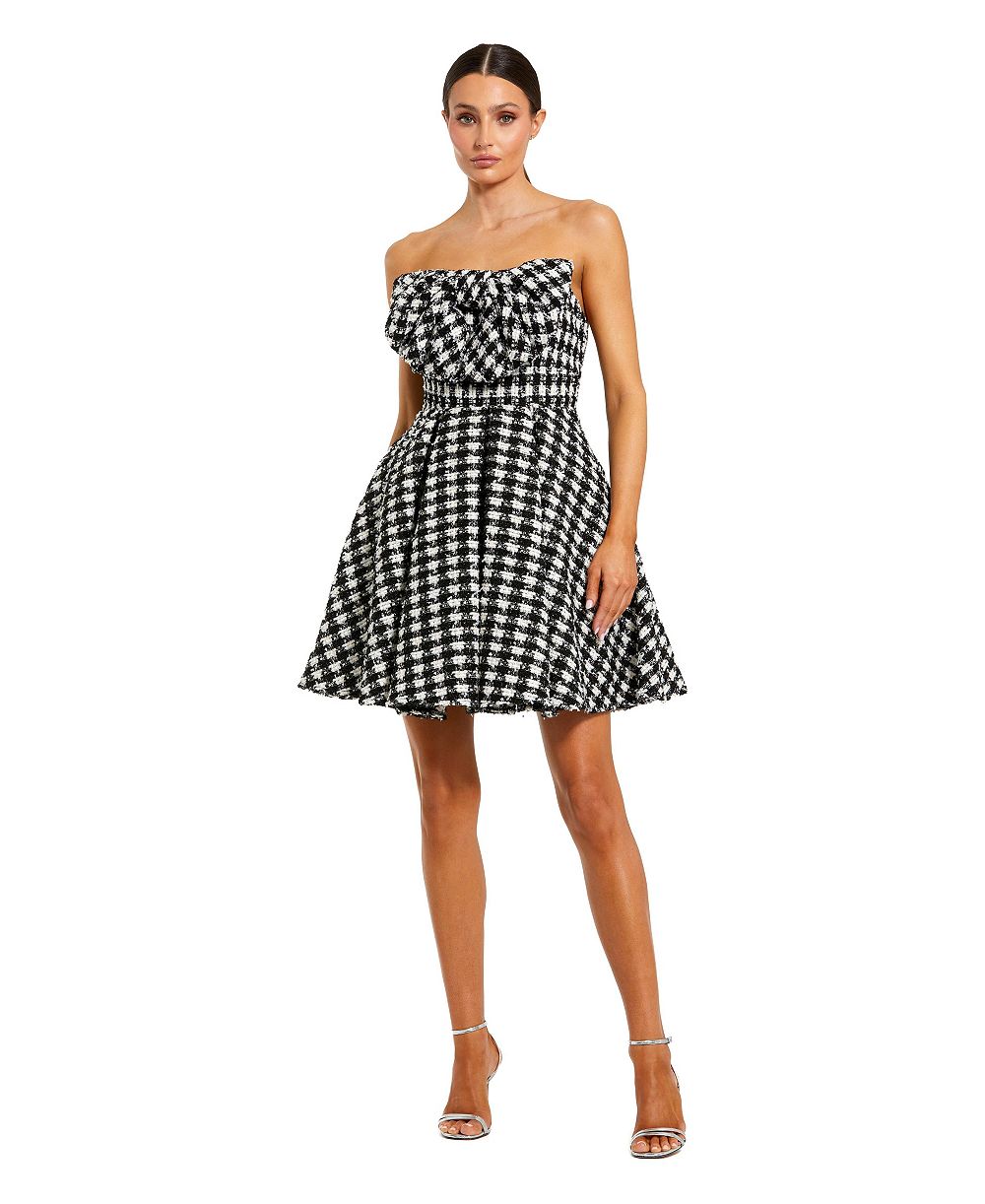 Женское мини-платье Mac Duggal Boucle Strapless With Bow