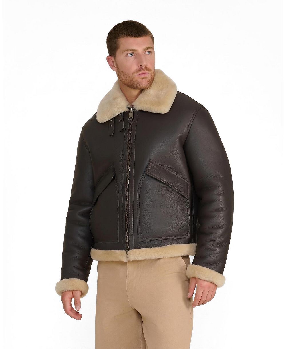 Куртка Furniq UK Hudson из коричневой кожи с мехом овчины