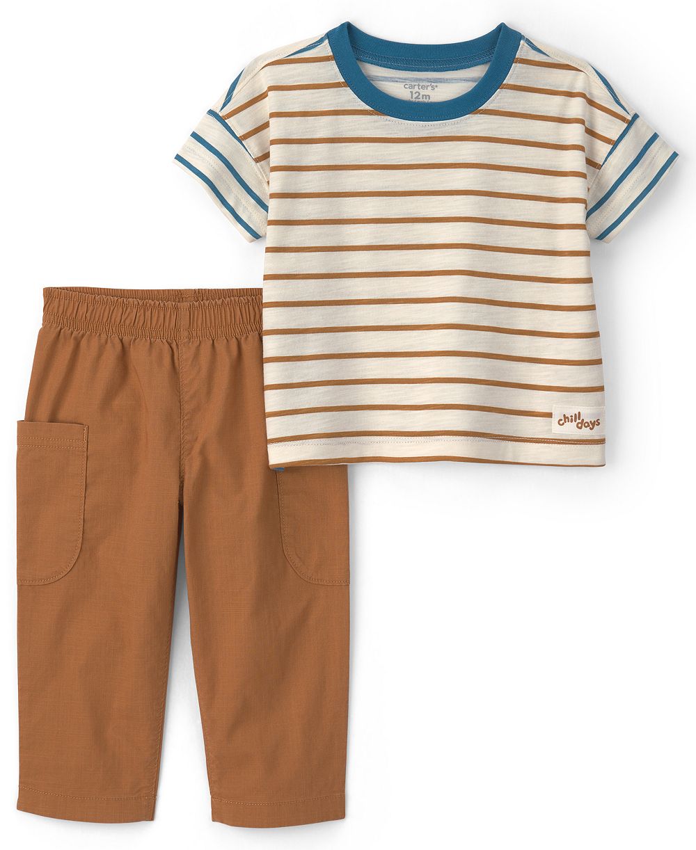 Carter's Baby Boys' Striped Short-Sleeve T-Shirt and Pants, 2-Piece Set