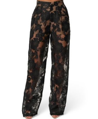 JLUXLABEL Women's Organza Floral Pant
