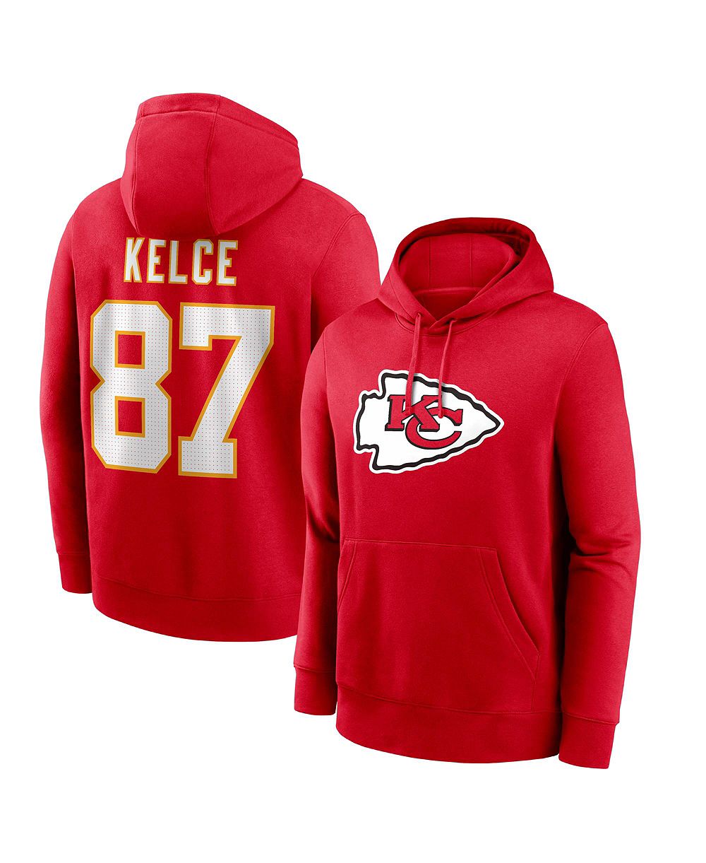 Nike Men's Travis Kelce Red Kansas City Chiefs Name & Number Hoodie