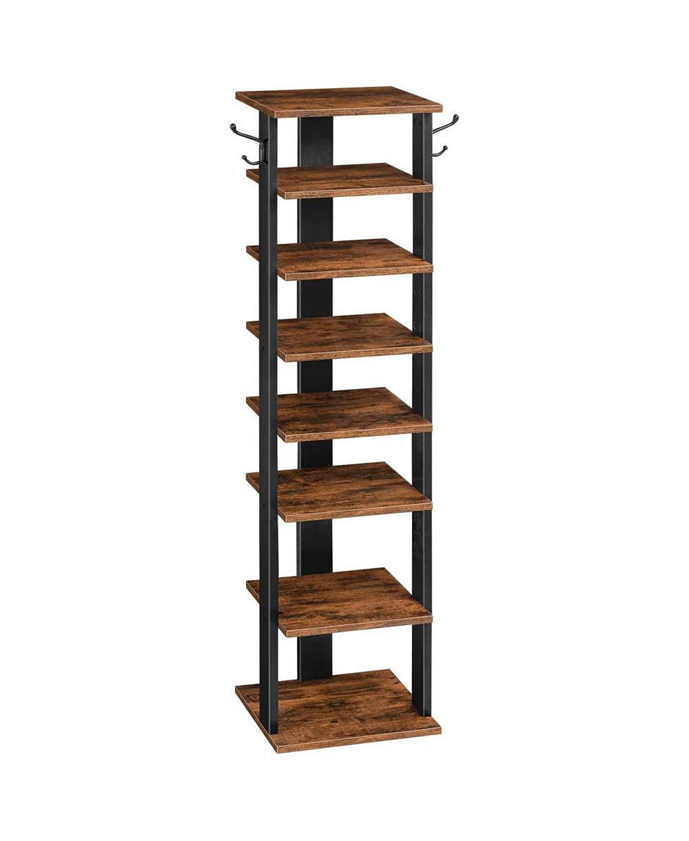 Slickblue Entryway 8-Tier Wooden Shoe Rack with Hooks