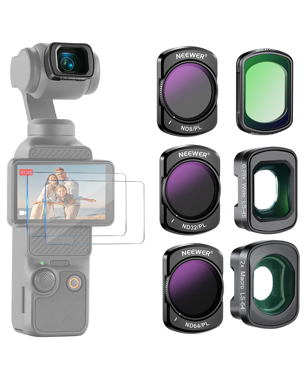 Набор светофильтров Neewer FL-B16 ND8, ND32, ND64, CPL и 0.75x для DJI Osmo Pocket 3